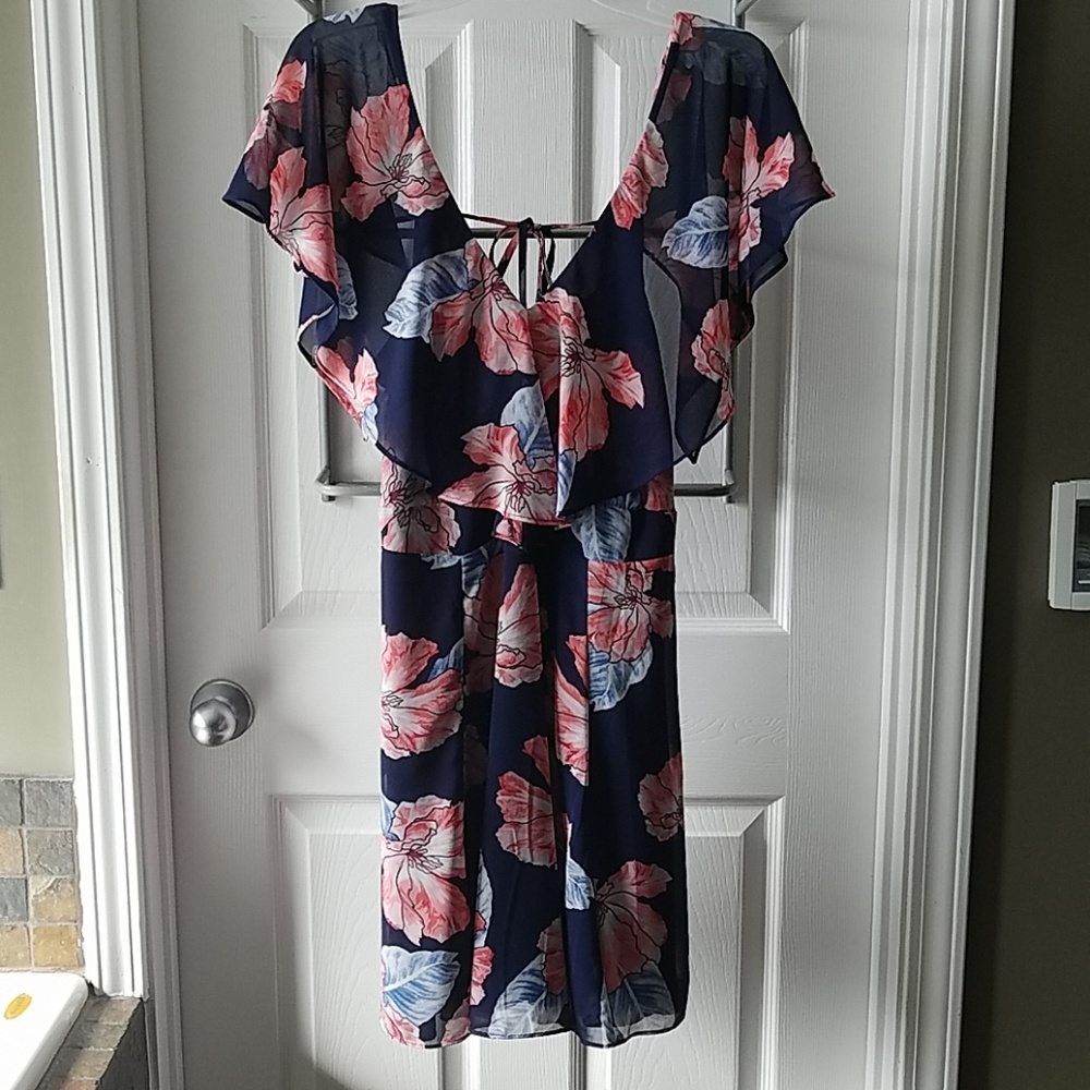 Navy and coral dress